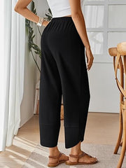 Women's Wide Leg Pants Boho Summer Capri Palazzo Harem Casual Barrel Sweatpants Baggy Slacks with Pockets