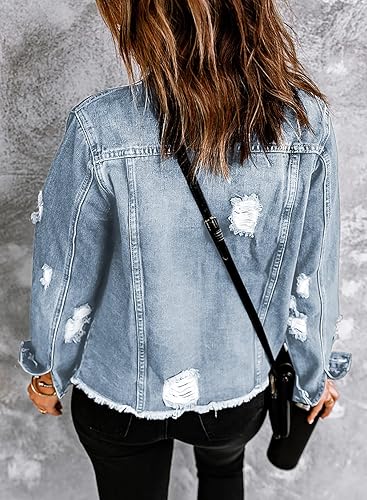 Womens Boyfriend Washed Crop Denim Jean Jacket Coat
